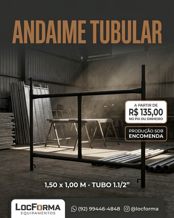 Publicação do Instagram da LocForma sobre o quadro de andaime tubular 1,50 × 1,00 m